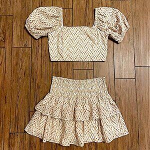 Lilly Pulitzer Yara Eyelet Set in Sand Bar/Mermaid Tail Metallic NWT - Size 12